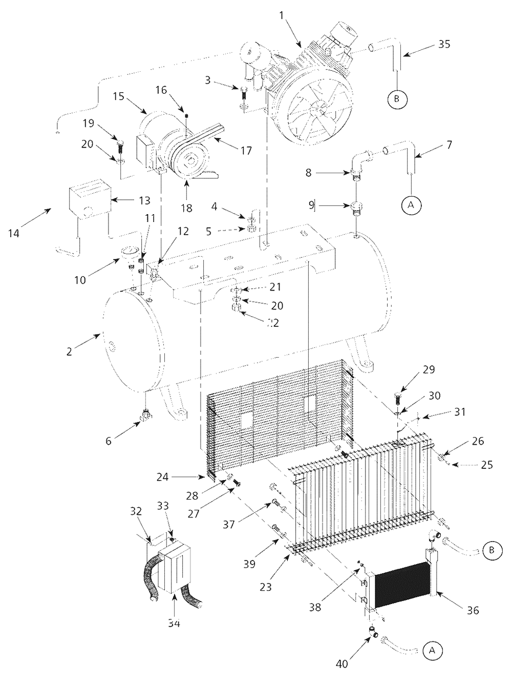Air-Compressor Parts Diagram and Parts List for 5Z640FP  Campbell Hausfeld Compressor